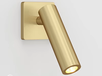 Modern Golden Wall Sconce With Cylindrical Design Square Base And Warm Light 3d model