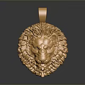 Golden Lion Head Pendant With Intricate Mane Design For Daily Wear