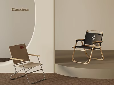 Modern Minimalist Leisure Chairs With Metal And Wooden Frames In Light Brown And Black 3d model