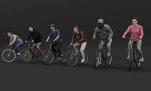 2024 New Characters Cycling Multiplayer Cycling Fine Model Fine Material Cycling Men and Women 3d model