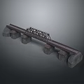 Garden Ornament Bridge With Stone Piers And Metal Frame Structure Design