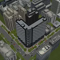 Central Tower Modern Office Building With Glass Facade In Urban High Rise Setting