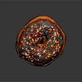 Classic Round Donut With Chocolate Glaze Colorful Sprinkles And Golden Brown Texture