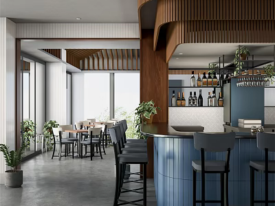 Bar Cafe Restaurant Dining Tables and Chairs Bar 3d model