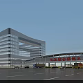 Bridge Near Sichuan Tianfu International Hospital With Modern Architecture Parking Lot And Vehicles