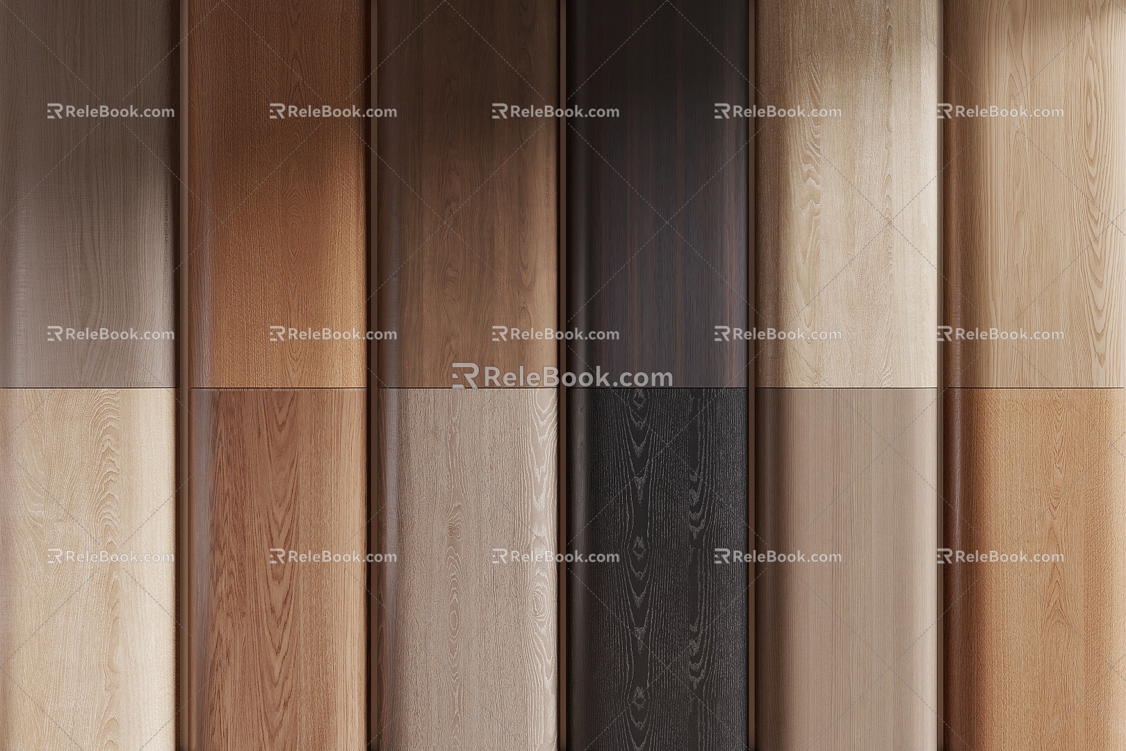 Wood veneer wall trim panel wood veneer background wall 3d model