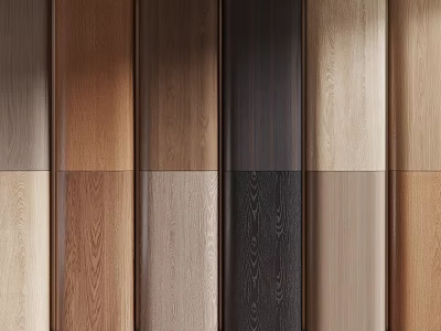 Wooden Background Wall With Various Natural Wood Tones And Grain Texture Panel Design 3d model