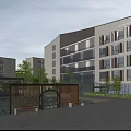 Modern School Building With Contemporary Design Multiple Floors Large Windows And Campus Courtyard