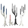 Modern Candle Holder Set With Silver Black White Designs For Home Decoration