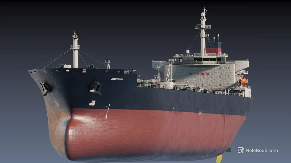 Large Commercial Ship With Black And Red Hull Modern Superstructure And Navigation Equipment 3d model 