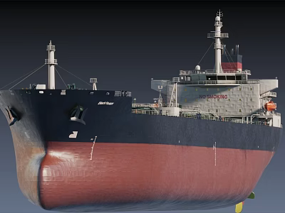 Large Commercial Ship With Black And Red Hull Modern Superstructure And Navigation Equipment 3d model