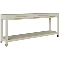 White Console Table With Three Drawers Golden Handles And Open Shelf 3d model