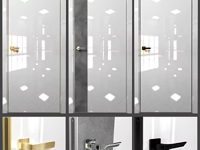 Modern Glass Swing Door With Various Handle Designs For Home Interior 3d model