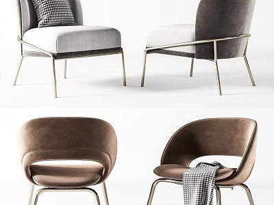 Modern Single Sofa With Metal Legs Soft Fabric Gray And Brown Comfortable Design 3d model