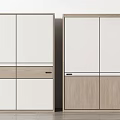Modern Wardrobe Design With White And Wood Finish Double Doors And Storage Drawers