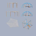 Outdoor Playground Equipment With Wooden Blue Frame Net Climbing And Geometric Structures