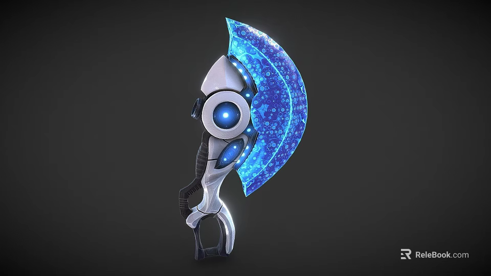 Futuristic Advanced Weapon With Glowing Blue Blade And Metallic Tech Design Features 3d model 