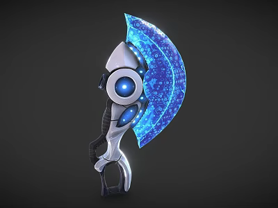 Futuristic Advanced Weapon With Glowing Blue Blade And Metallic Tech Design Features 3d model