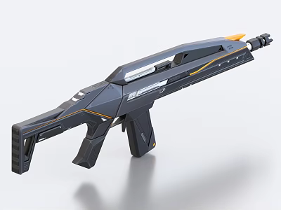 Futuristic Sci Fi Gun With Dark Blue Frame Orange Accents And Streamlined Sleek Design 3d model