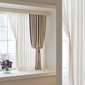 Modern Curtains With Sheer White Panels For Large Window And Purple Flowers Vase