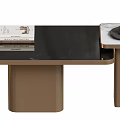 Modern Coffee Table With Black Tabletop Gold Frame And Marble Tray With Book