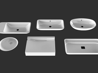 Modern Ceramic Washbasin Designs With Various Shapes And Styles For Bathroom 3d model