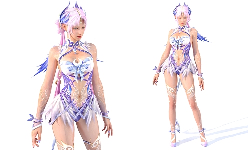 Anime costume beauty virtual character 3d model