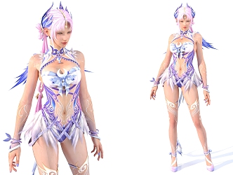 Anime costume beauty virtual character 3d model