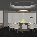 Luxurious Modern Private Dining Room Interior With Dining Table Chairs And Pendant Lights