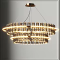 Modern Multi Layered Chandeliers With Illuminated Circular Rings And Crystal Accents