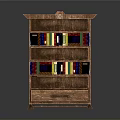 Wooden Bookshelf With Multiple Shelves Holding Colorful Books And Classic Design