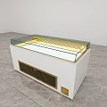White Display Cabinet With Glass Top Grille Base And Marble Floor Setting