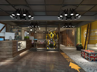 Industrial LOFT Internet Cafe Internet Cafe 3d model