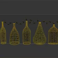 Colorful Glass Bottles With Illuminated String Lights In Decorative Arrangement