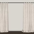 Neutral Linen Curtains With Soft Texture Hanging On Rod Against White Wall And Wooden Floor
