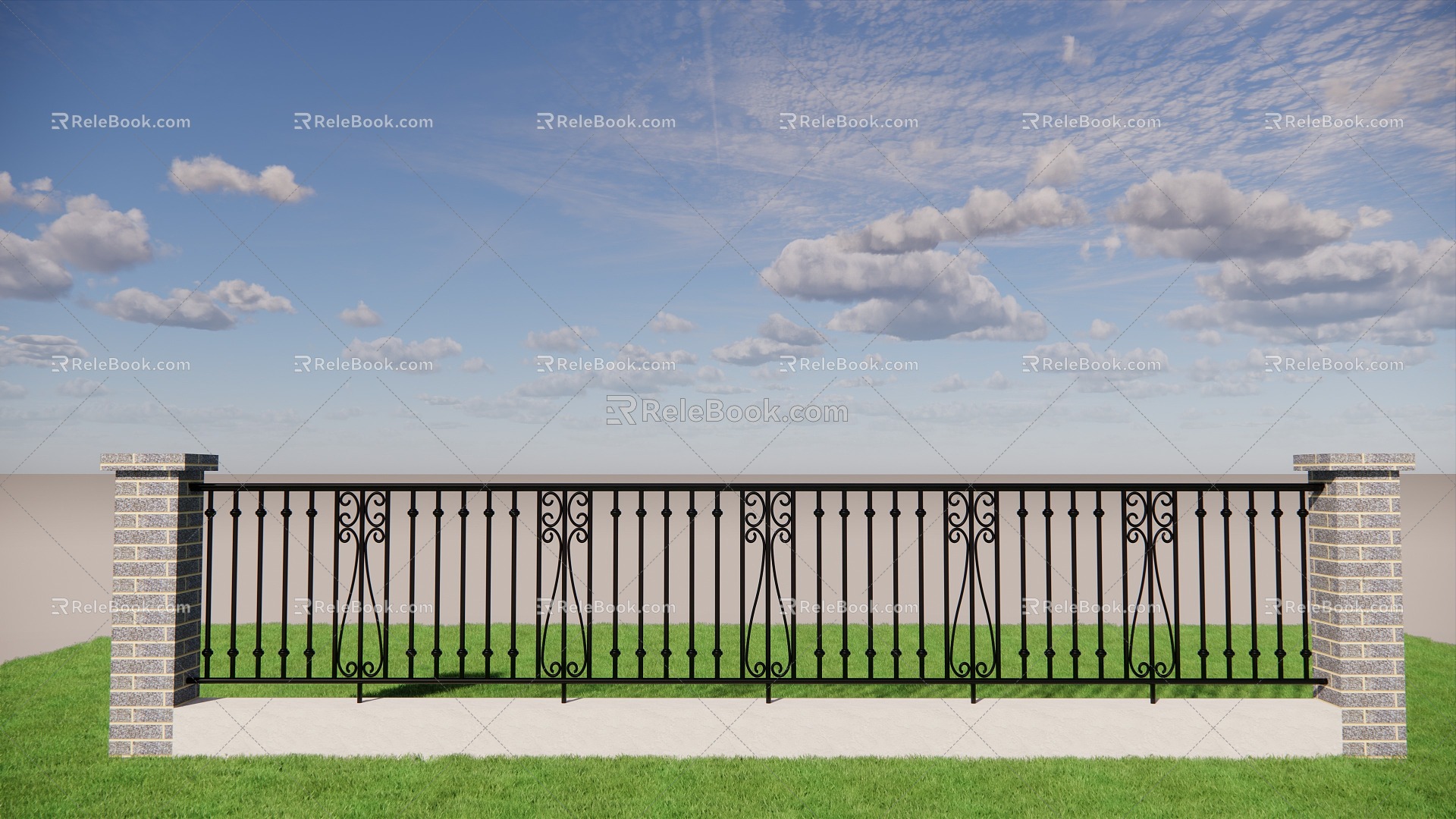 Wrought Iron Railing Balcony Handrail 3d model