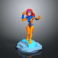 Woman Action Figure With Red Hair Blue And Orange Outfit On Ice Like Base