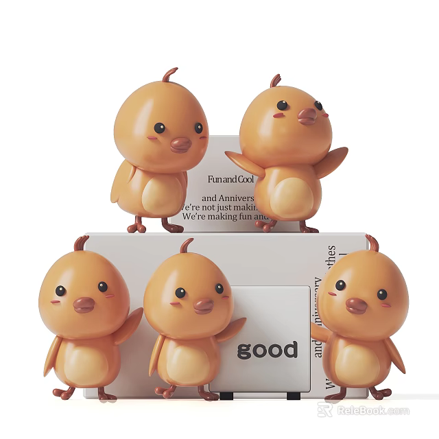 Adorable Yellow Chicken Plush Dolls For Kids Room Decoration 3d model 
