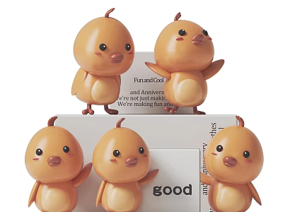 Adorable Yellow Chicken Plush Dolls For Kids Room Decoration 3d model