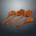 Handcrafted Wooden Kitchen Utensils Set Including Spoon Spatula Turner And Scraper