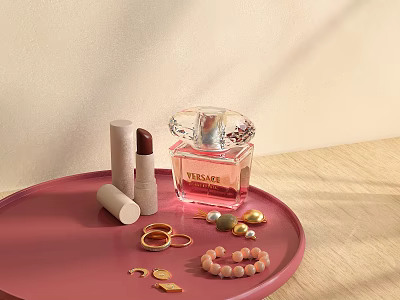 perfume lipstick jewelry 3d model