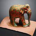 Colorful Decorative Elephant Sculpture With Intricate Patterns On Brown Paper Background