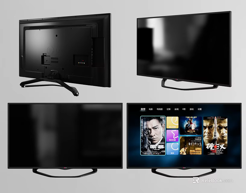 Modern Smart TV With Slim Screen Stable Stand Interface And Streaming Media Apps 3d model 