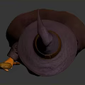 Man In Purple Wizard Hat And Robe Holding Wooden Staff With Red Hair