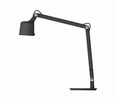 Black Adjustable Arm Desk Lamp With Stable Base And Mesh Shade 3d model