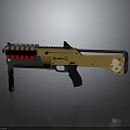 Advanced Futuristic Yellow Black Weapon With Red Lights AMOC Logo And White Pattern 3d model