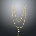 Fashionable Gold Double Layer Chain Necklace for Women with Pearl Pendant Design