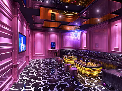 Modern KTV Interior Design With Luxury Sofa TV Screen And Ambient Lighting 3d model