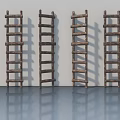 Four Wooden Flush Doors Leaning Against Wall With Reflective Floor Surface