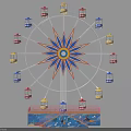 Ferris Wheel Amusement Equipment With Star Shaped Design Colorful Cabins Water Pool And Small Boats